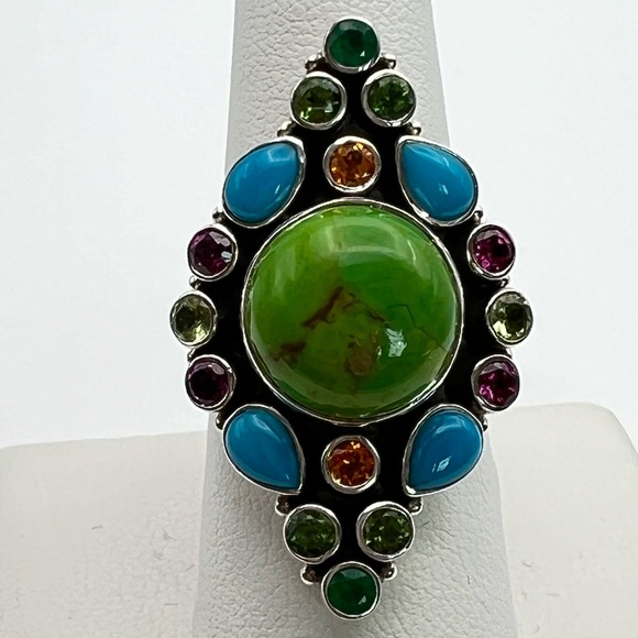 🦋NICKY BUTLER RAJ LIMITED EDITION Sterling Silver Turquoise Multi Gem Ring SZ 9 - Picture 11 of 13